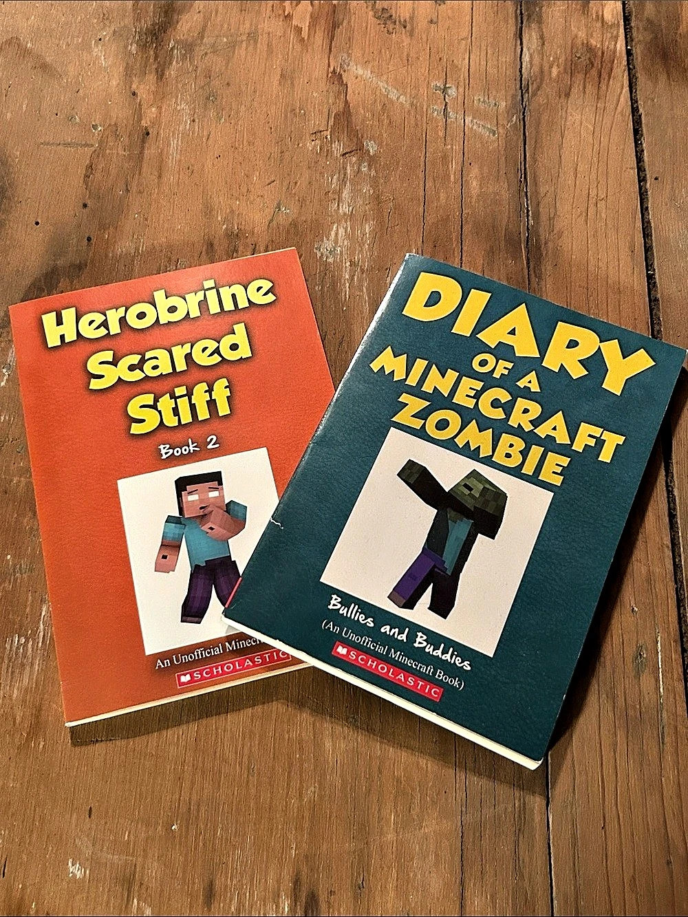 Two Paperbacks: Scholastic Diary of a Minecraft Zombie Book 2: Bullies and Buddi